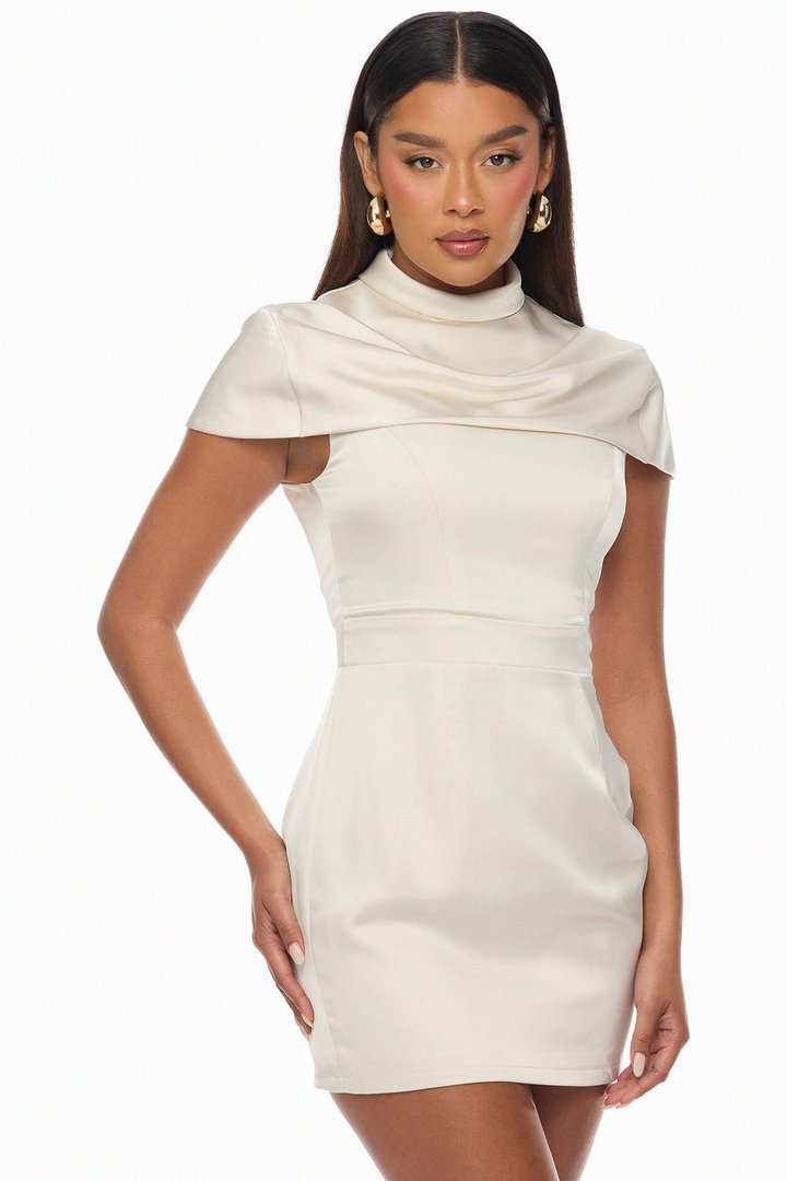 Scarlett Satin Mini Dress - Champagne