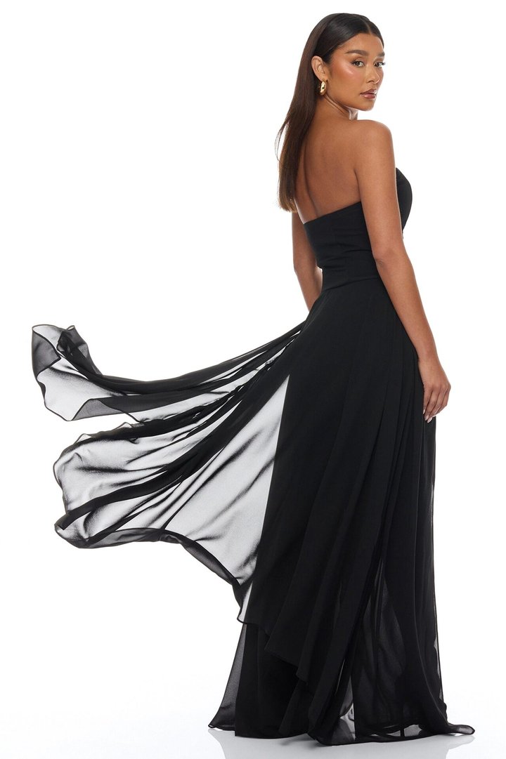 Sweet Talk Draped Chiffon Pant Set - Black