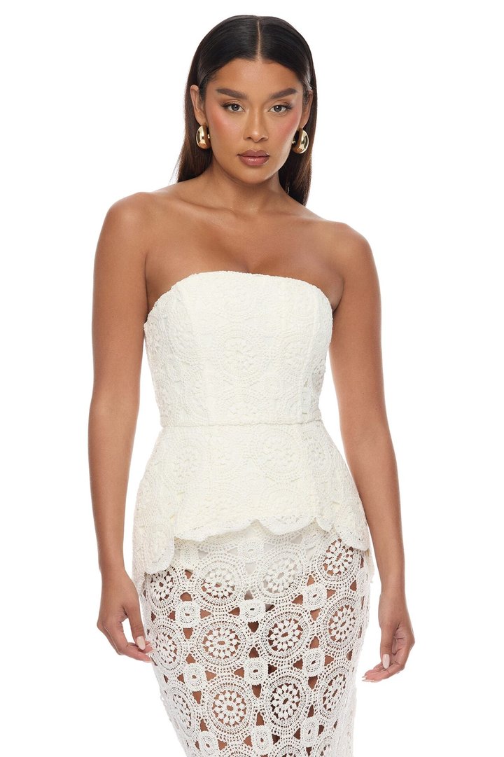 Coastal Muse Crochet Skirt Set - Ivory