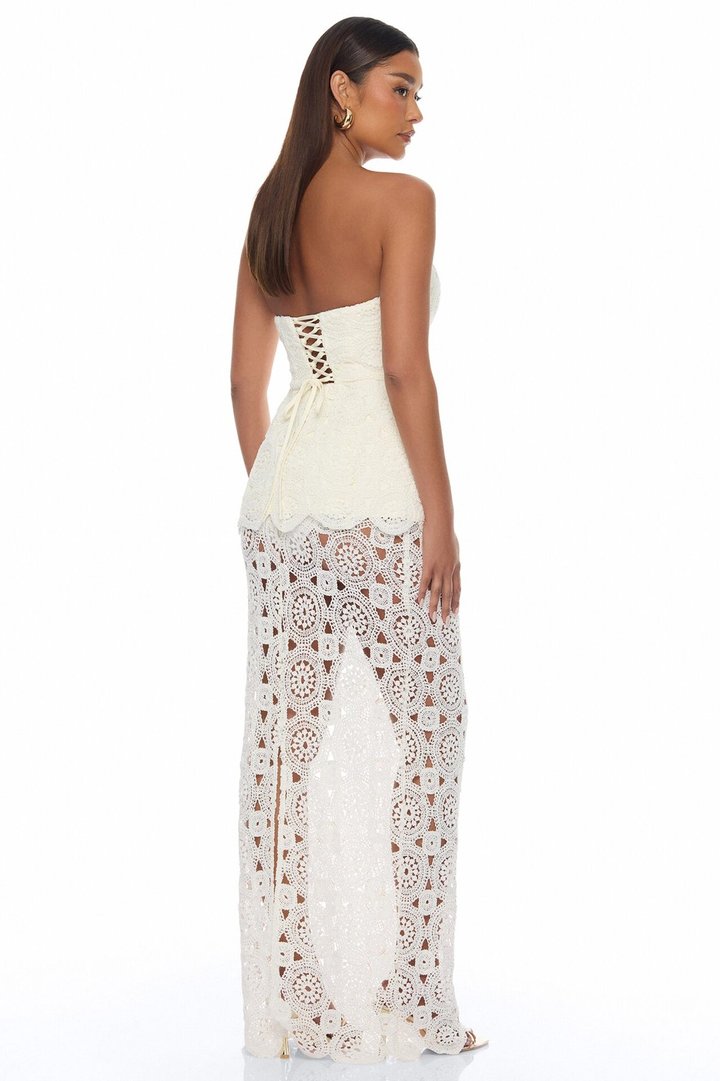 Coastal Muse Crochet Skirt Set - Ivory