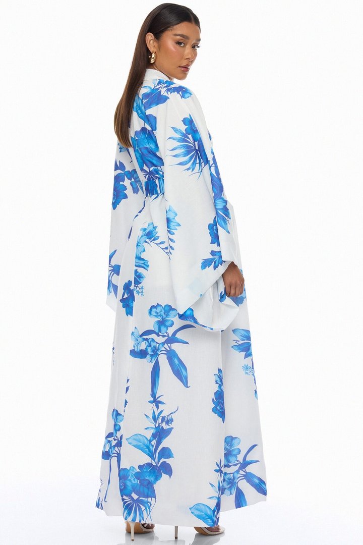 In The Cabana Kimono Maxi Dress - Blue/combo