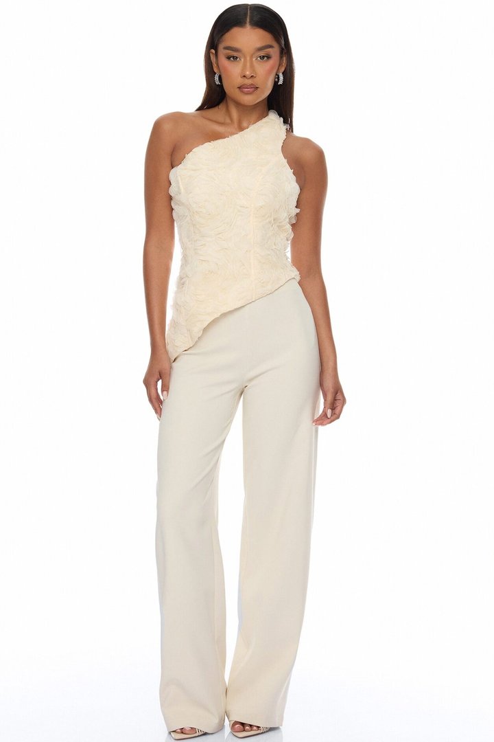 Daphne One Shoulder Corset Pant Set - Cream