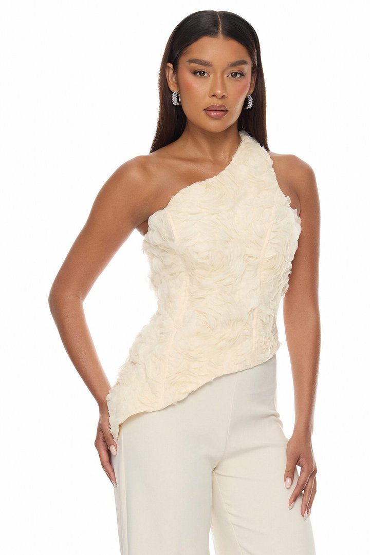 Daphne One Shoulder Corset Pant Set - Cream