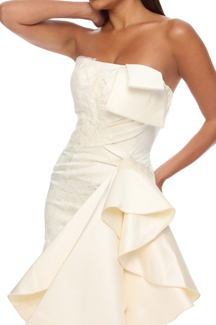 Total Drama Ruffle Drape Mini Dress - Cream