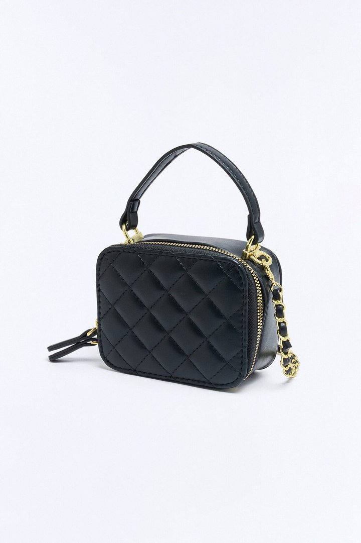 On The Go Mini Faux Leather Crossbody Handbag - Black