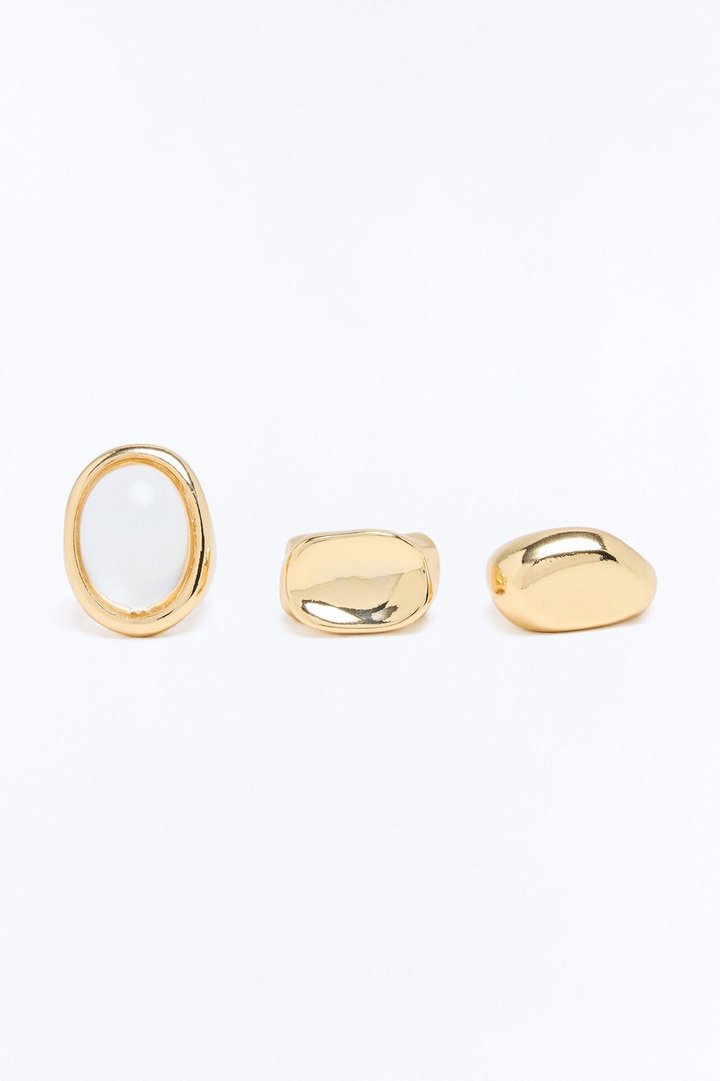 Fortune Teller 3 Piece Ring Set - Gold/Clear