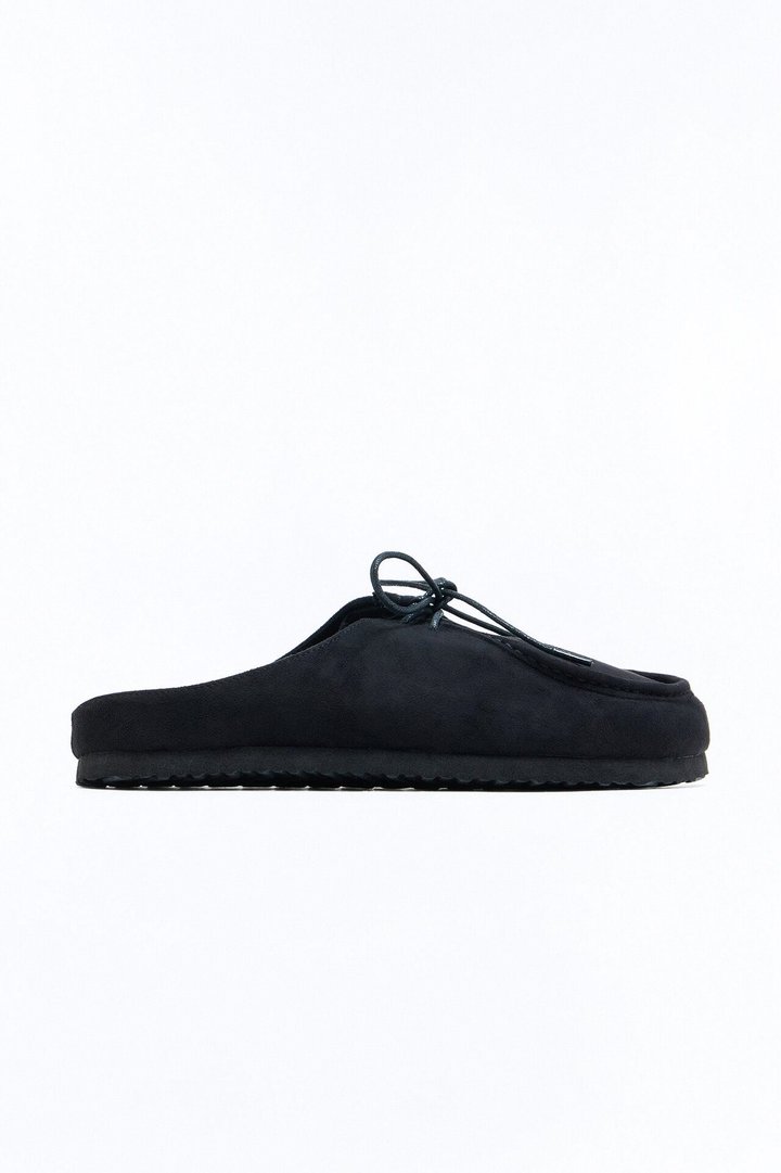 Tied Up Mule Loafer Slides - Black