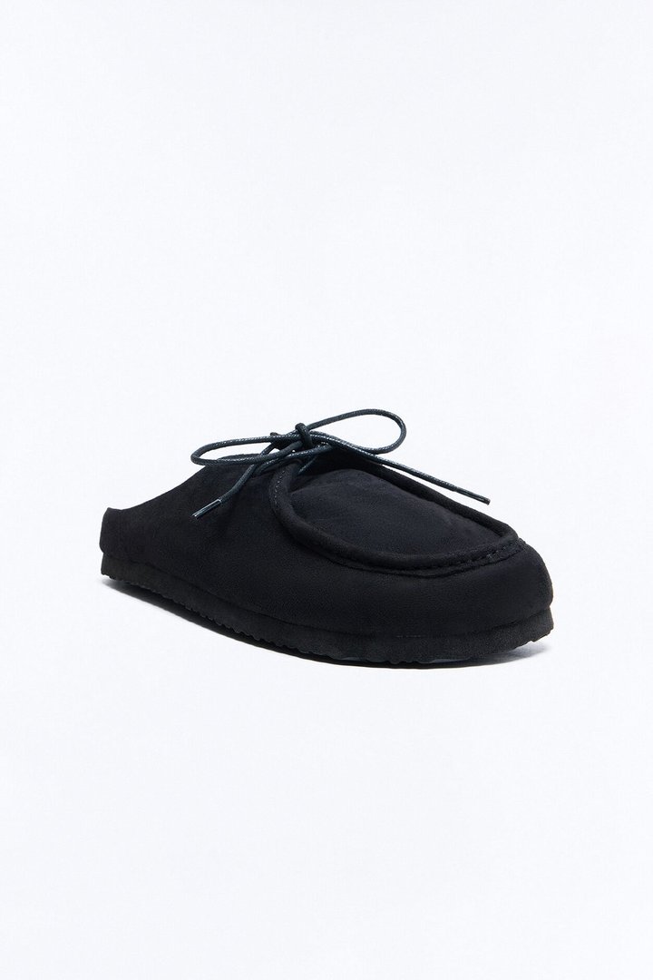 Tied Up Mule Loafer Slides - Black