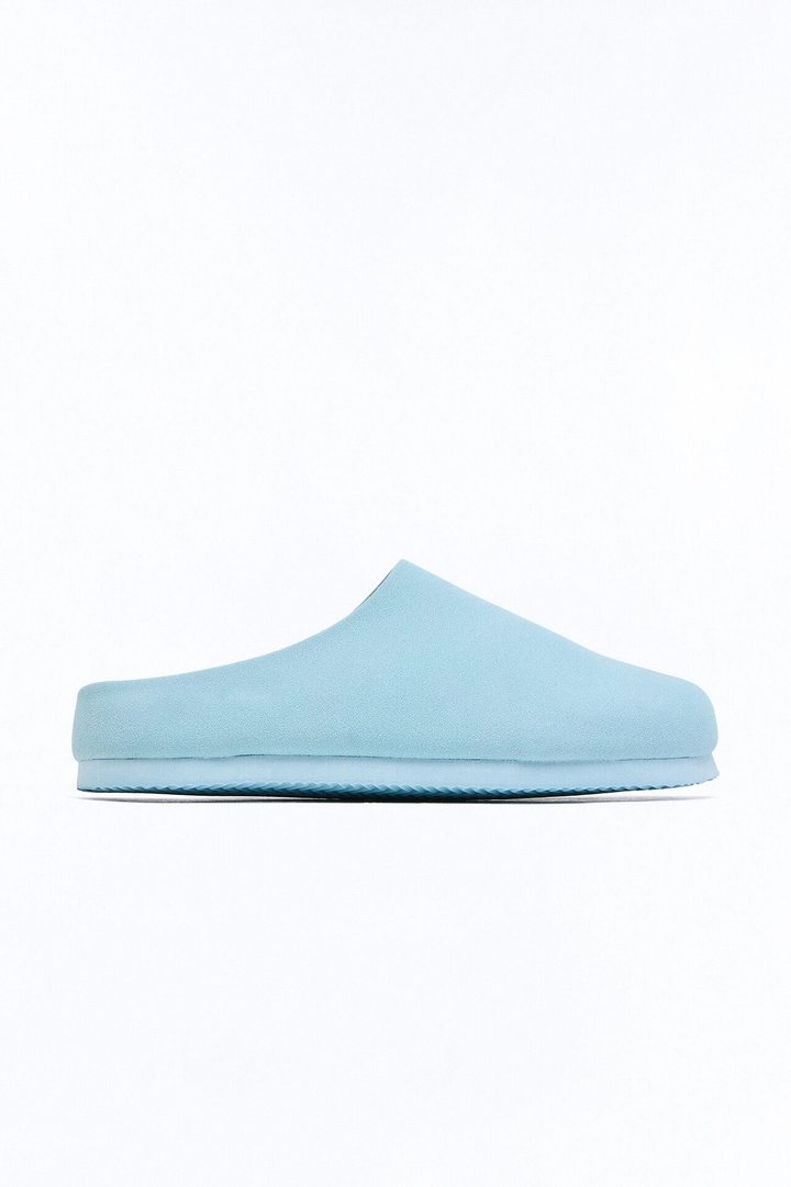 Pastel Textured Slip On Mule - Blue