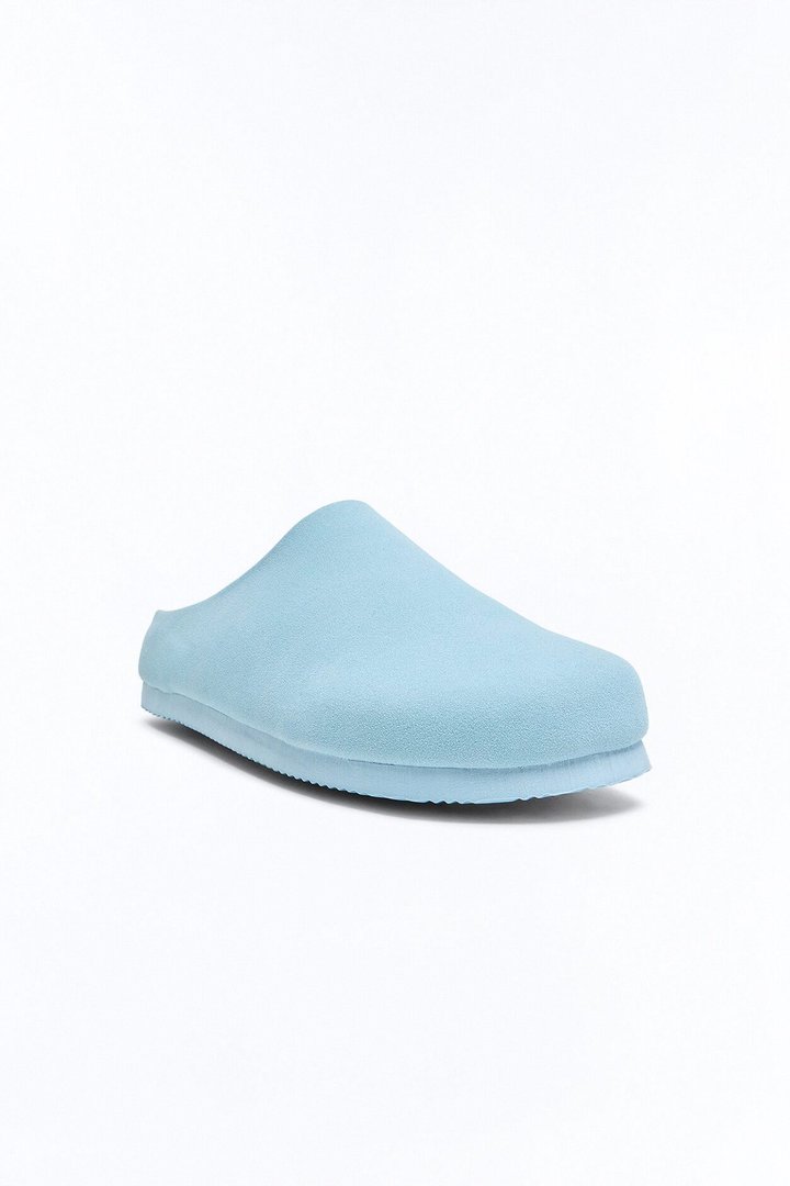 Pastel Textured Slip On Mule - Blue