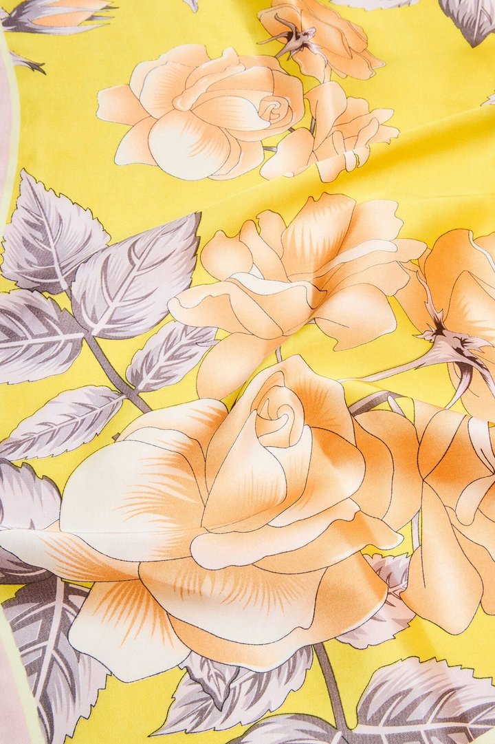 Japanese Garden Head Scarf - Yellow/combo