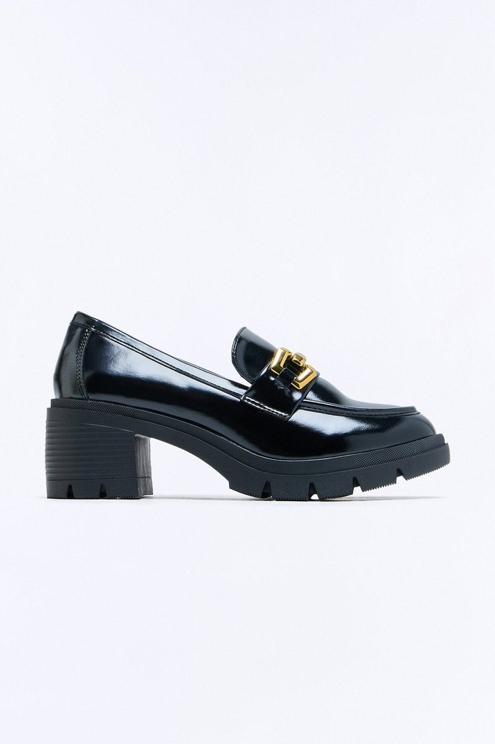 Preppy Hardware Patent Loafers - Black