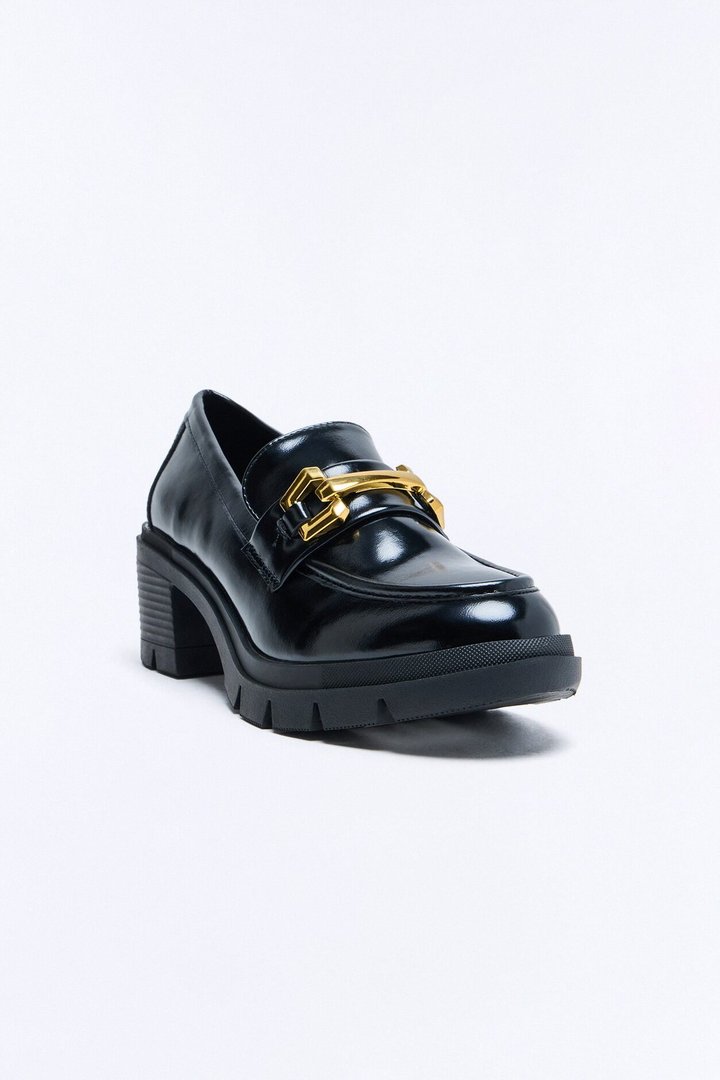Preppy Hardware Patent Loafers - Black