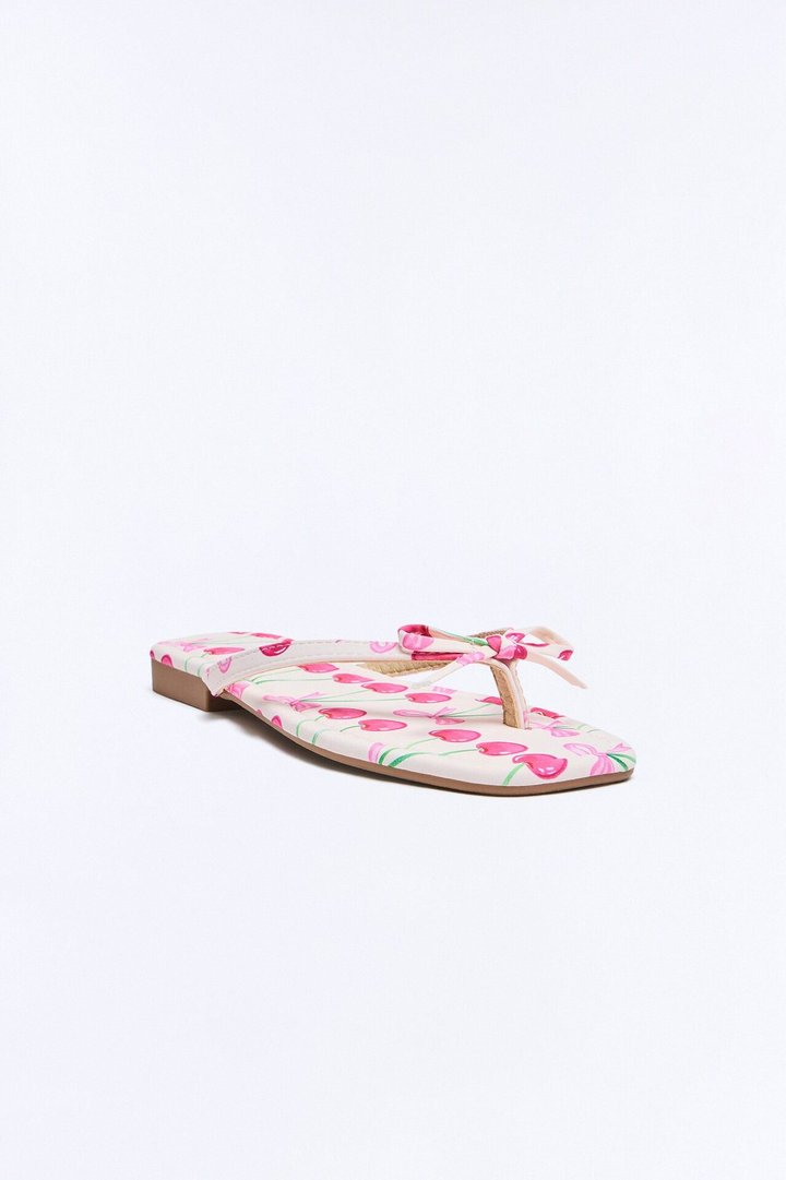 Caprese Bow Flip Flops - Beige