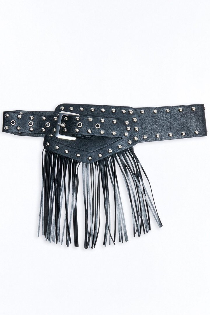 High Noon Faux Leather Belt - Black