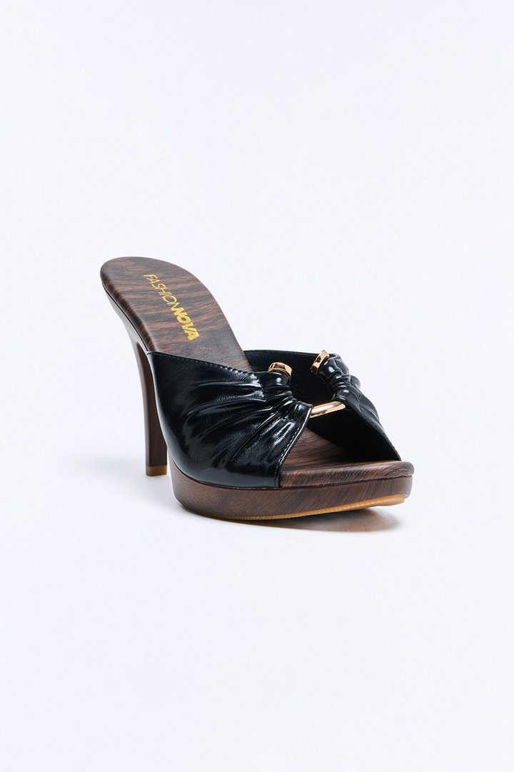 Hippie Wood Stiletto Heels - Black