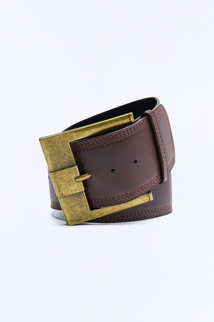 Wide As A River Faux Leather Belt - Brown