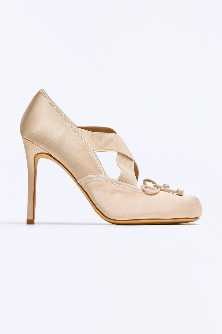 Aralyn Satin Ballet Pumps - Nude