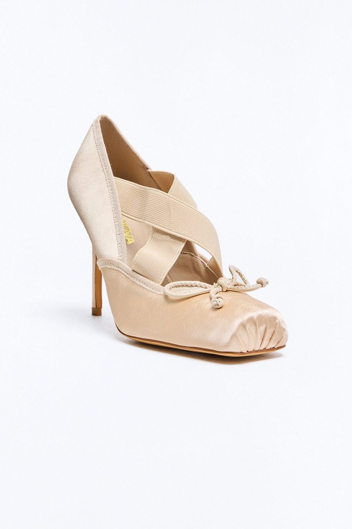 Aralyn Satin Ballet Pumps - Nude