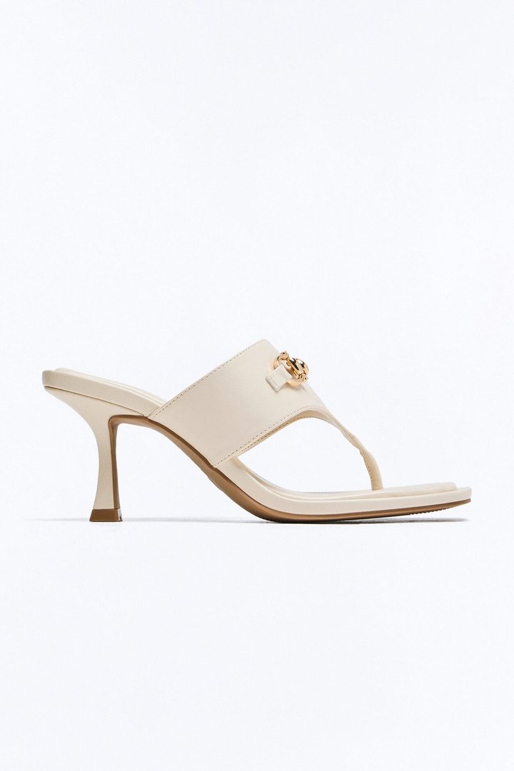 Ave Hardware Thong Heels - Ivory
