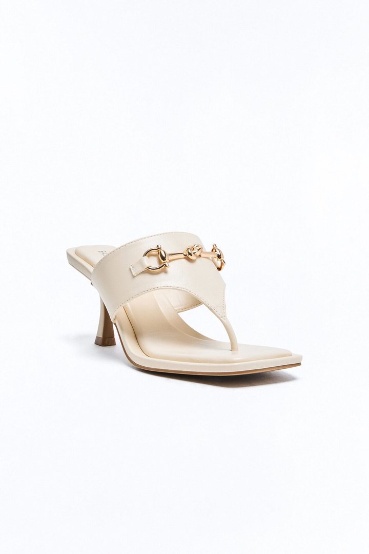 Ave Hardware Thong Heels - Ivory