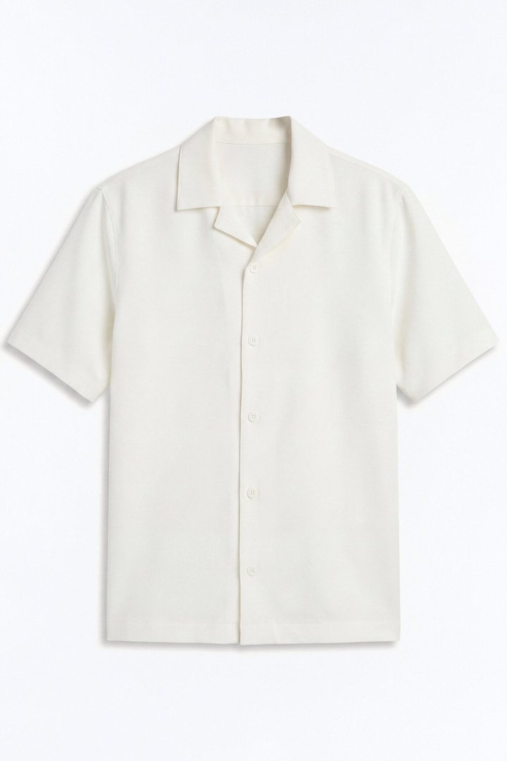 Modern Essential Sleeve Cuban Collar Button Down - Off White