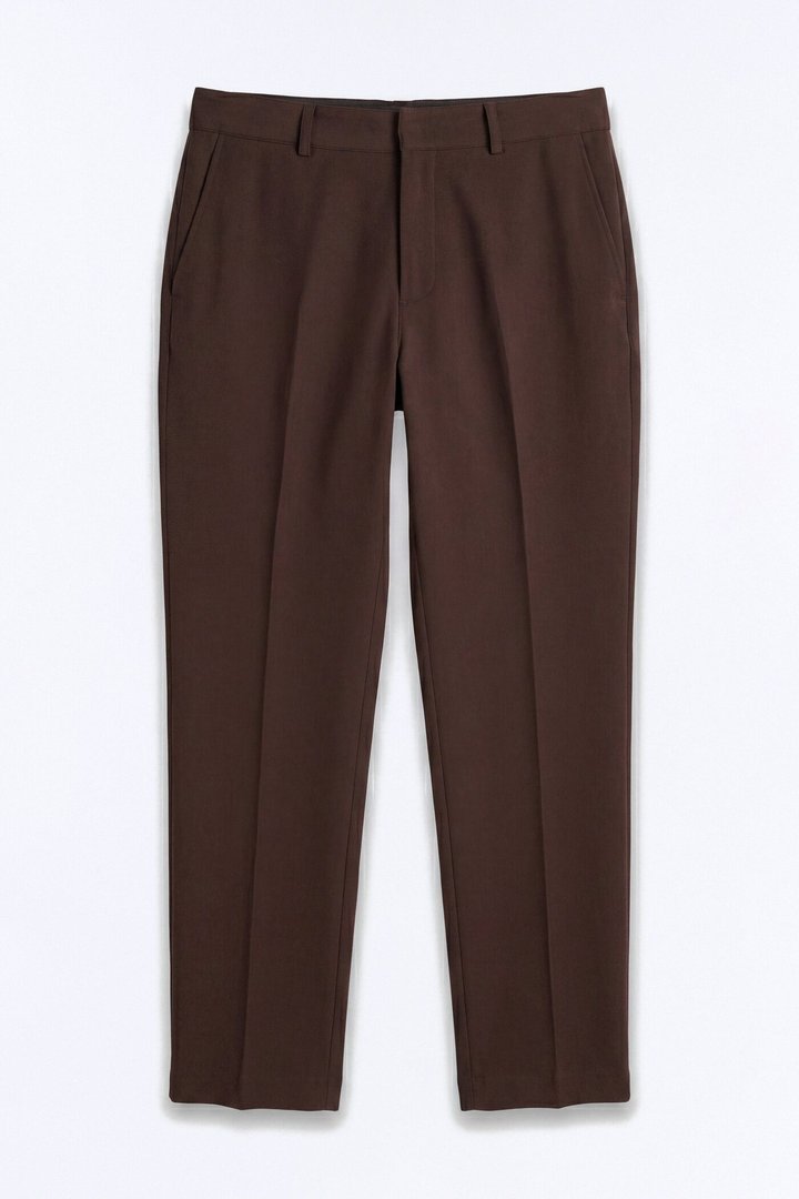 Modern Essential Relaxed Straight Hybrid Waist Trouser - Chocolate