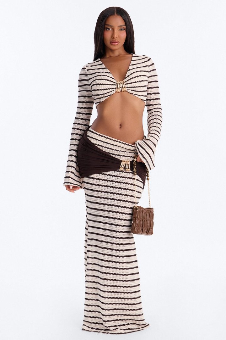 Tara Crochet Skirt Set - Chocolate/Combo