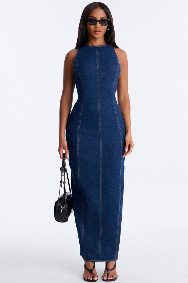 Countryside Denim Maxi Dress - Dark Wash
