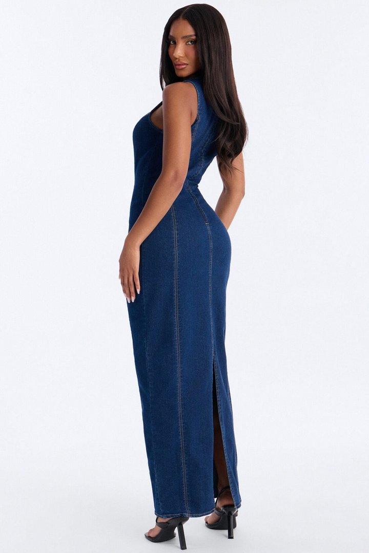 Countryside Denim Maxi Dress - Dark Wash
