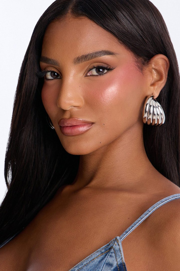 Stacked Halo Hoop Earrings - Silver