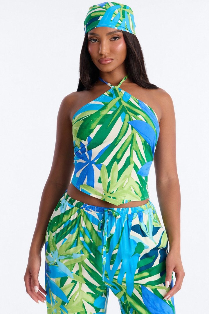 Cali Floral 3 Piece Pant Set - Blue/combo