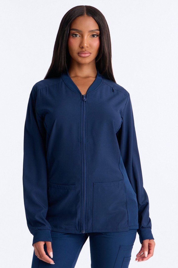 Take Care 4 Way Stretch Scrub Uniform Jacket - Navy