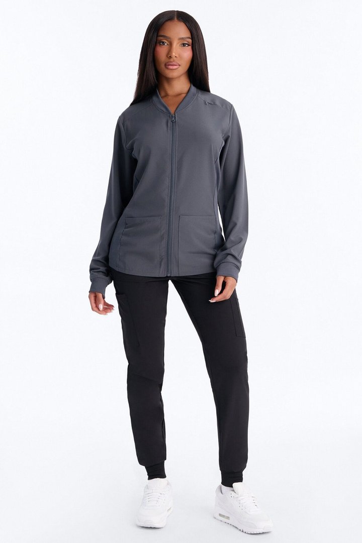 Take Care 4 Way Stretch Scrub Uniform Jacket - Charcoal