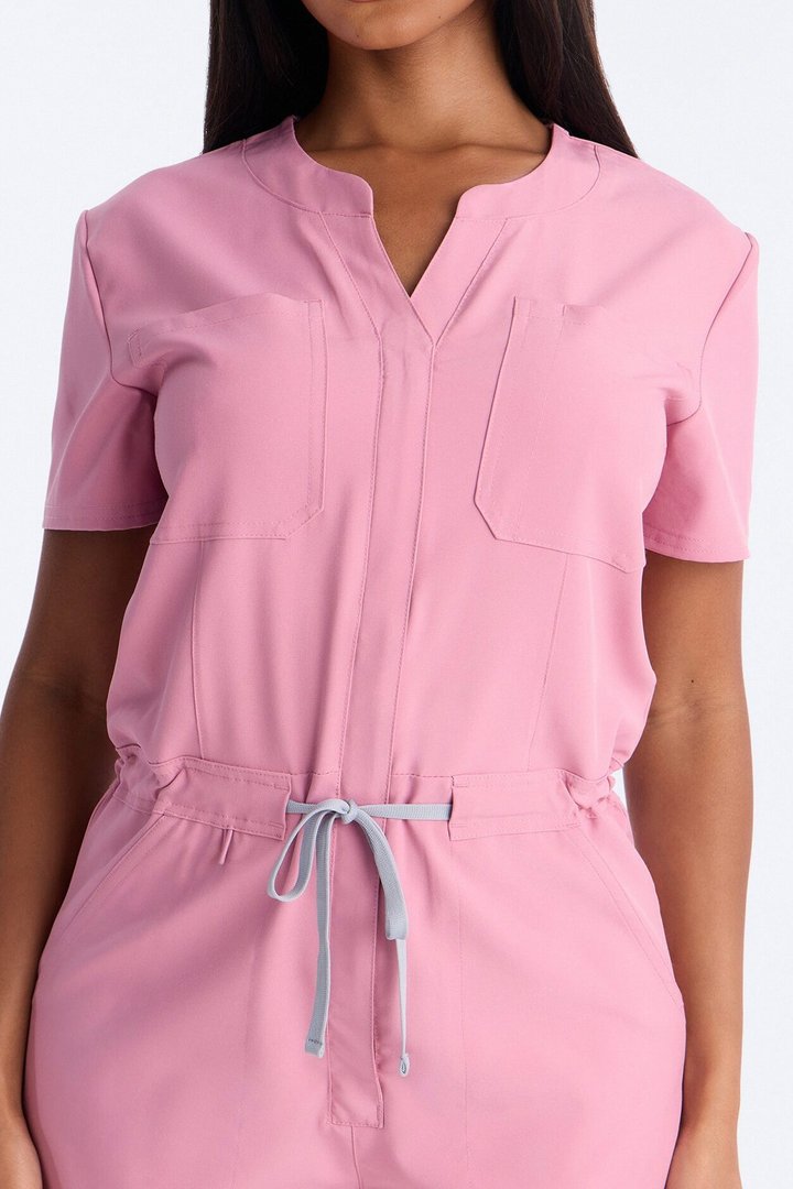 Prime Care Belted Uniform Scrub Jumpsuit - Mauve