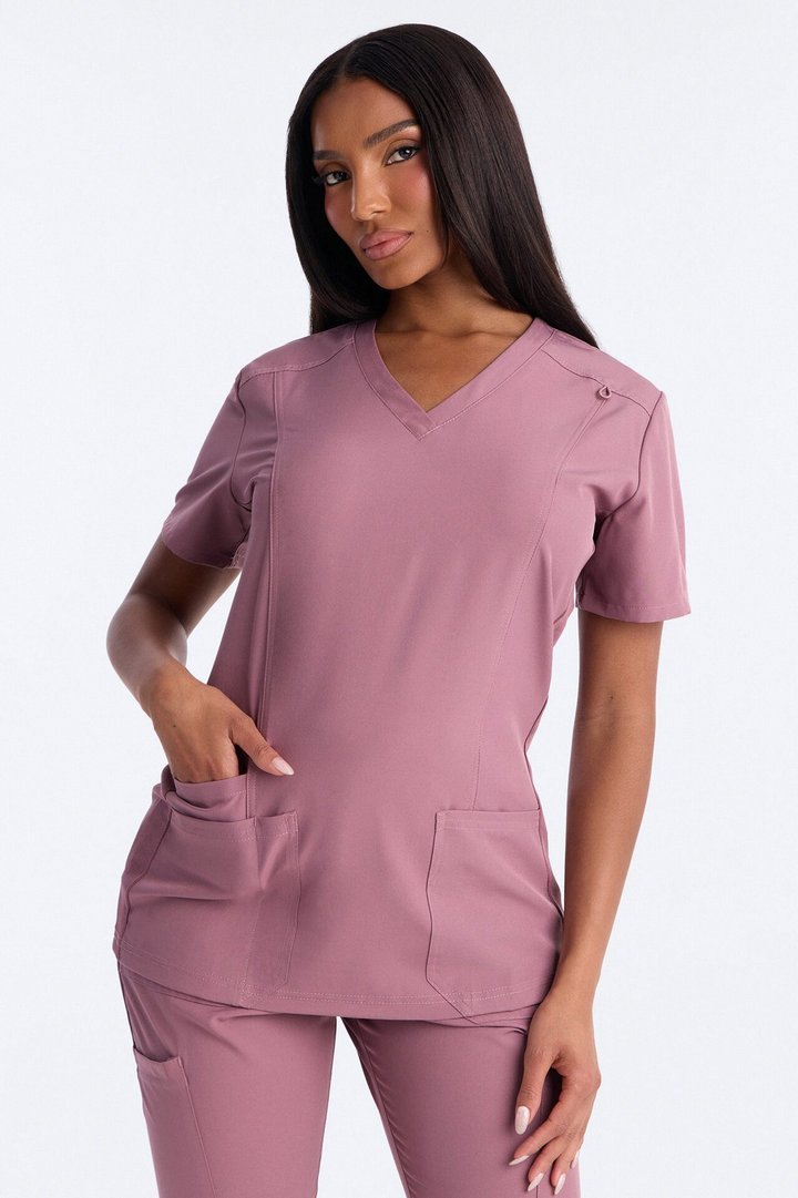 Prime Practice Sporty Open Leg Uniform Scrub Set - Mauve