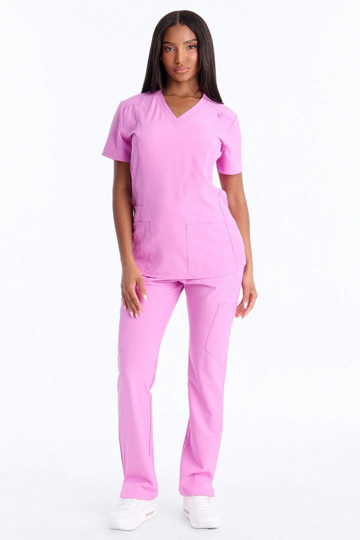 Prime Practice Sporty Open Leg Uniform Scrub Set - Pink