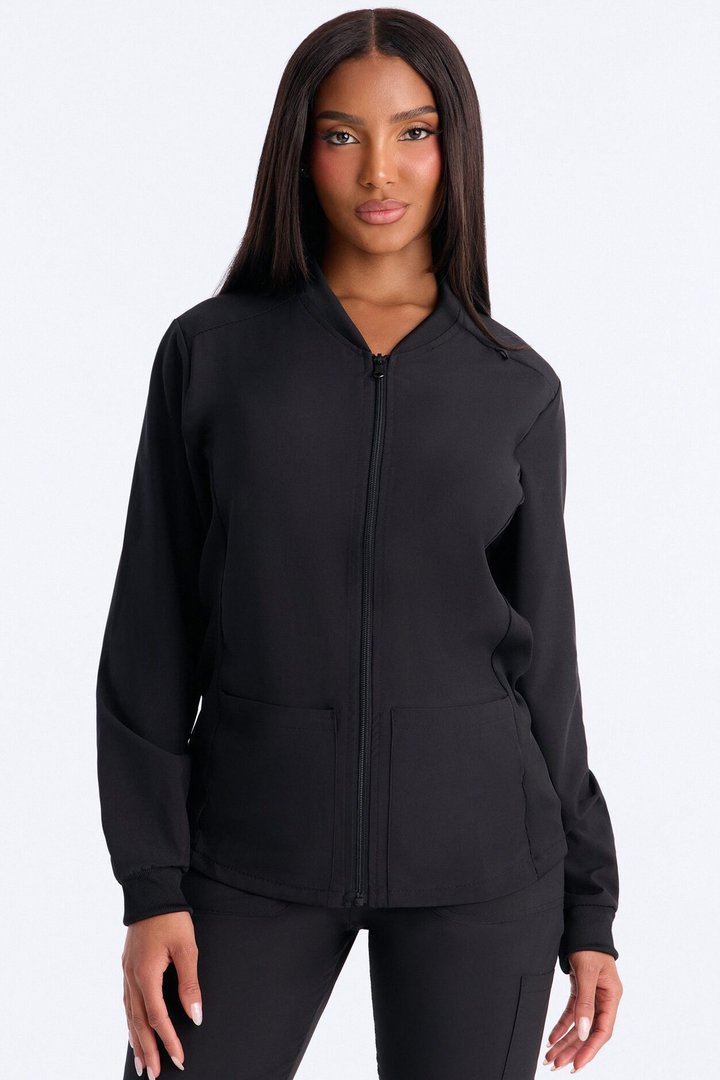 Take Care 4 Way Stretch Scrub Uniform Jacket - Black