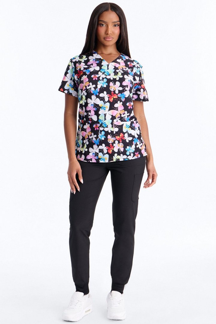 Bright Days 4 Way Stretch Printed Jogger Scrub Set - Multi Color