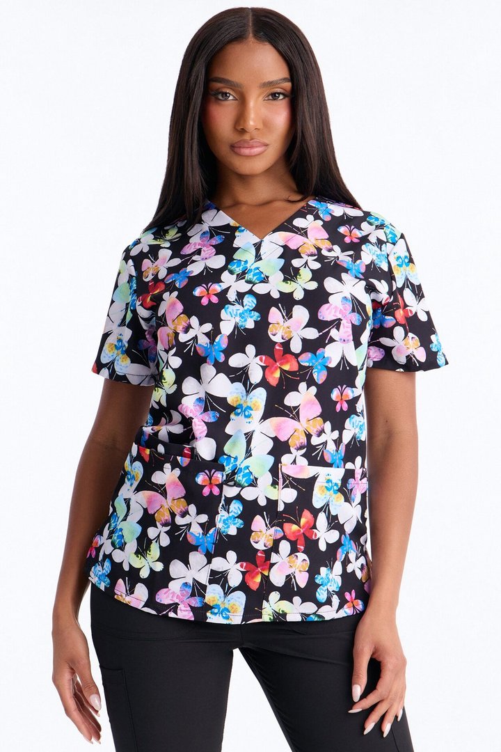 Bright Days 4 Way Stretch Printed Jogger Scrub Set - Multi Color