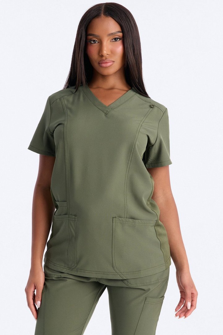 Prime Practice Sporty Open Leg Uniform Scrub Set - Olive