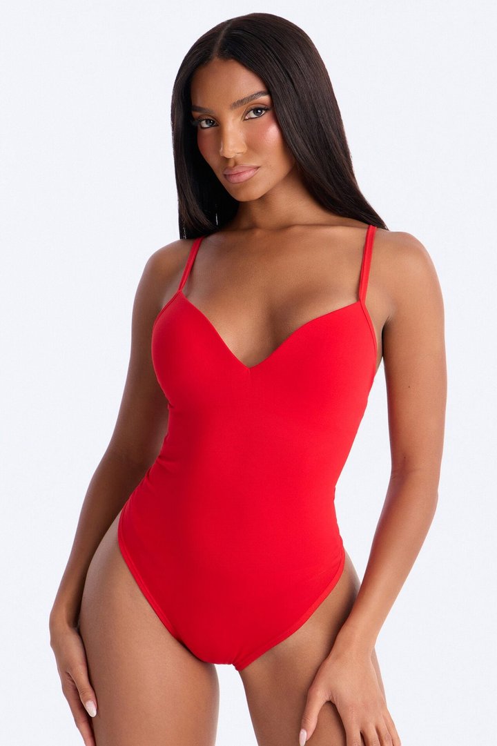 Serenity Sculpted Seamless Bodysuit - Red