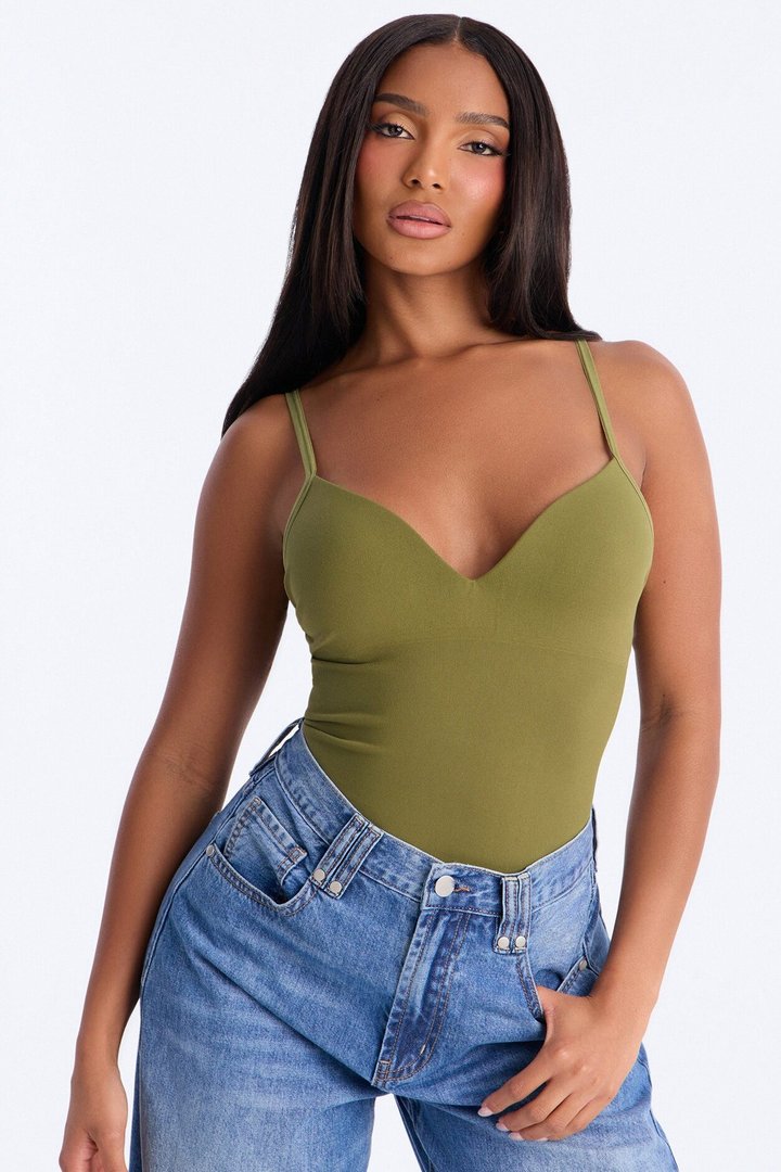 Serenity Sculpted Seamless Bodysuit - Olive