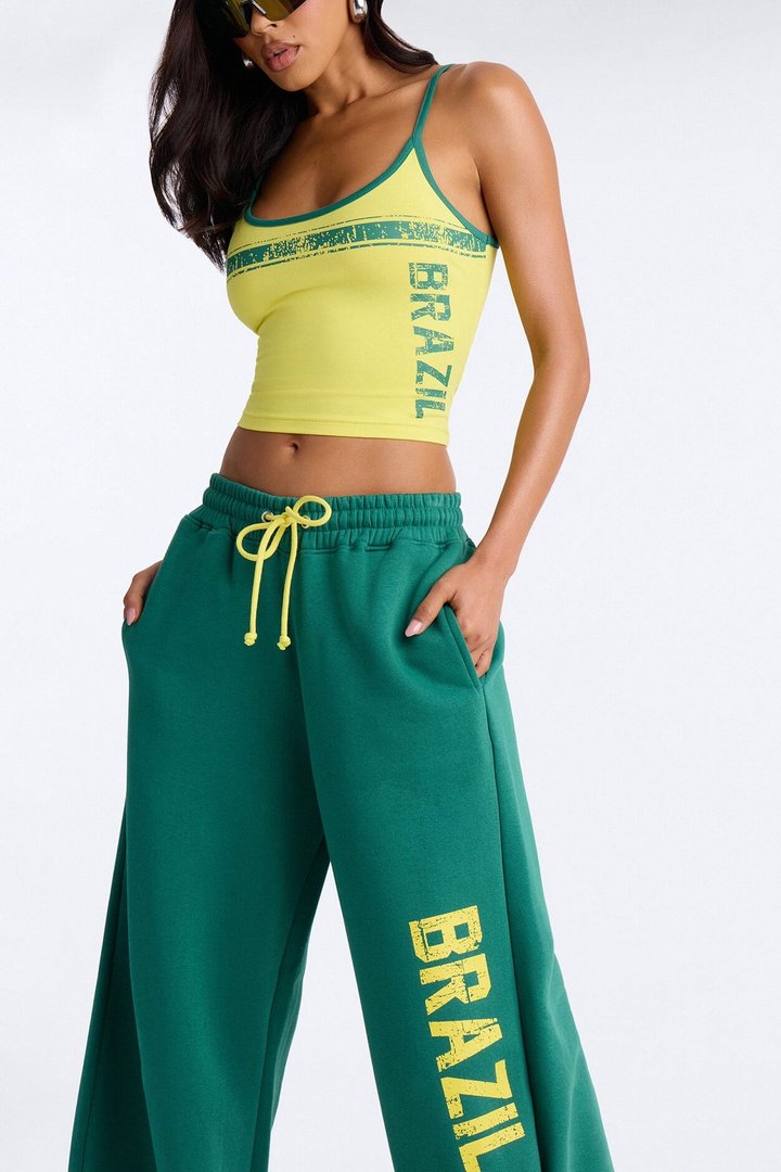 Go Brazil Fleece Barrel Pant Set - Green/combo