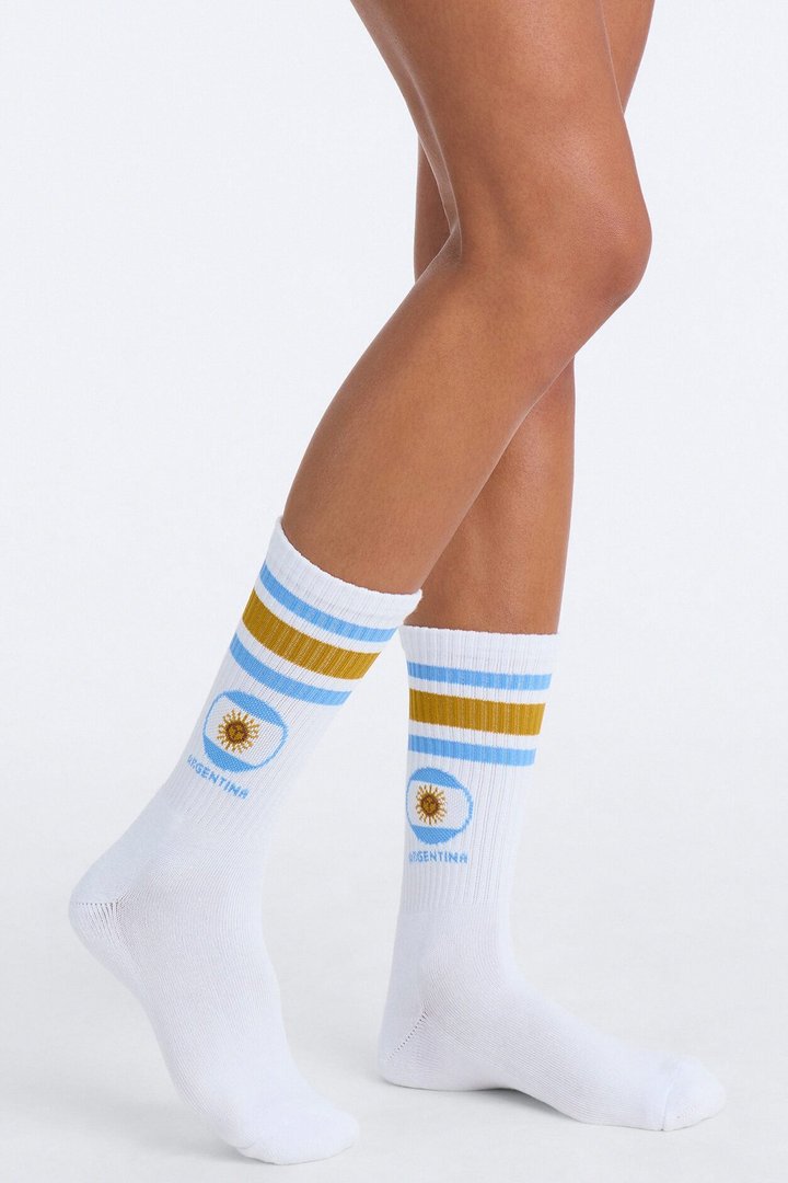 Love Argentina Crew Socks - White/combo
