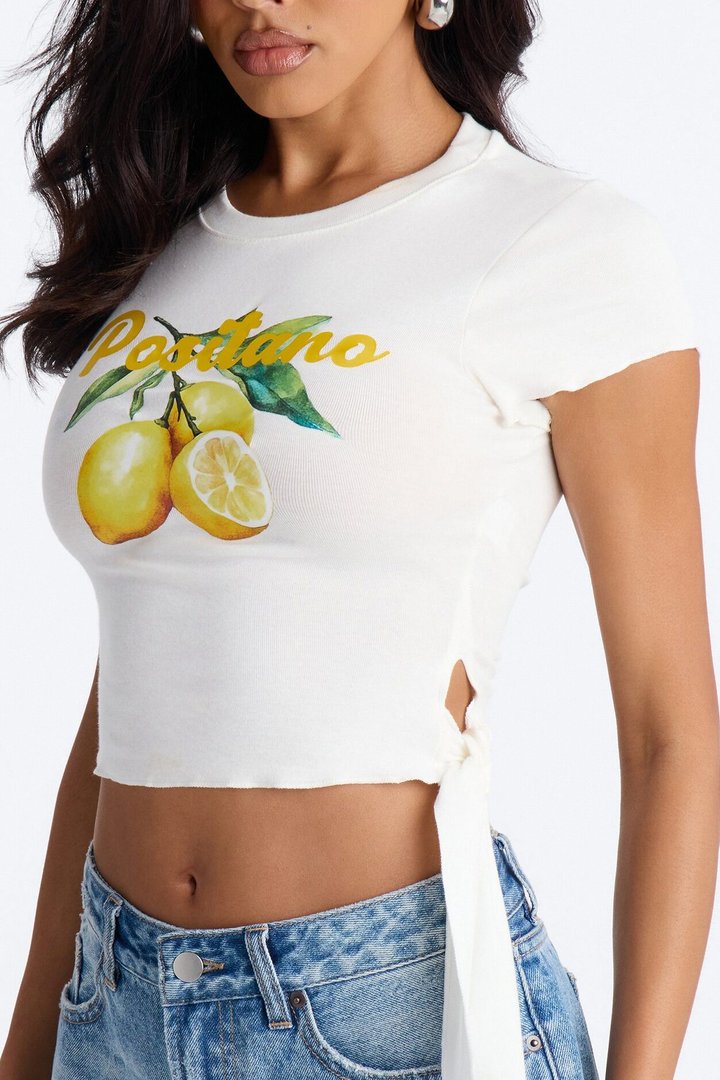 Positano In The Summer Time Baby Tee - OffWhite