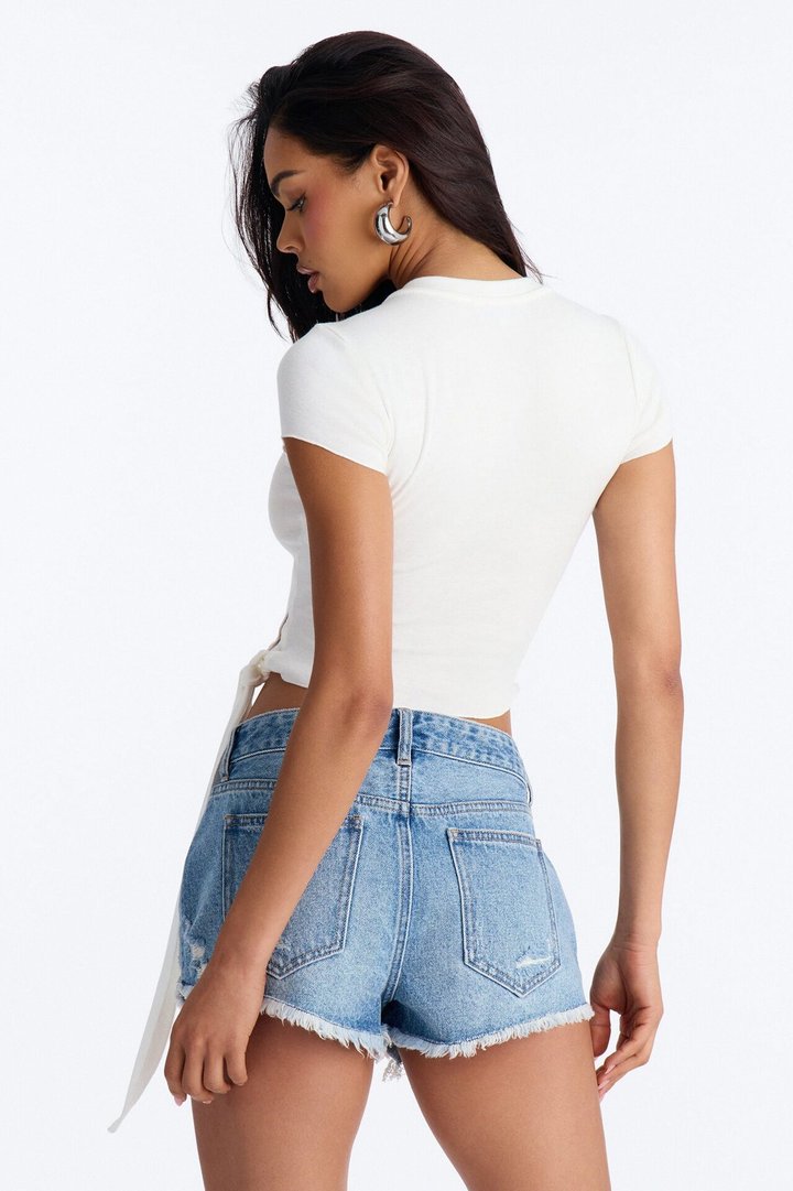 Positano In The Summer Time Baby Tee - OffWhite