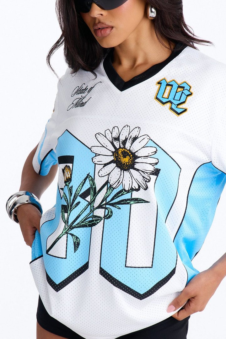 West Coast Daisy Mesh Jersey - White