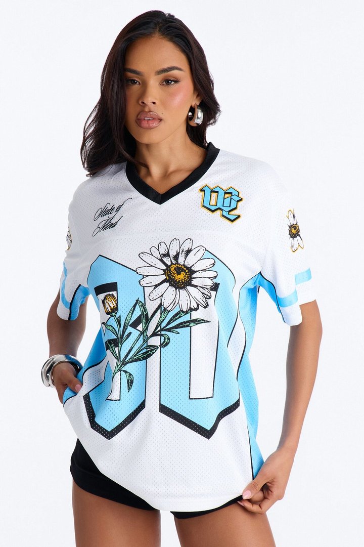 West Coast Daisy Mesh Jersey - White