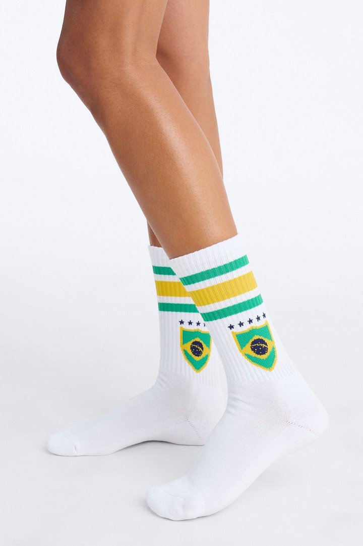 Love Brazil Crew Socks - White/combo